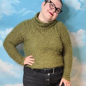 Vtg 90's L/XL Mossy Green Turtleneck Sweater